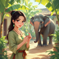 Viên Ngọc Bích Xanh Trên Cổ Voi