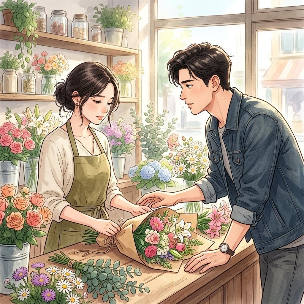 Bông Hồng Trắng Trong Tiệm Hoa Cũ